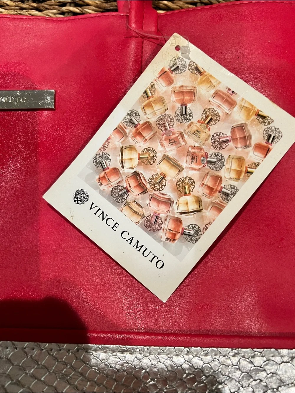 Vince Camuto Hot Pink and Silver Two-Tone Tote